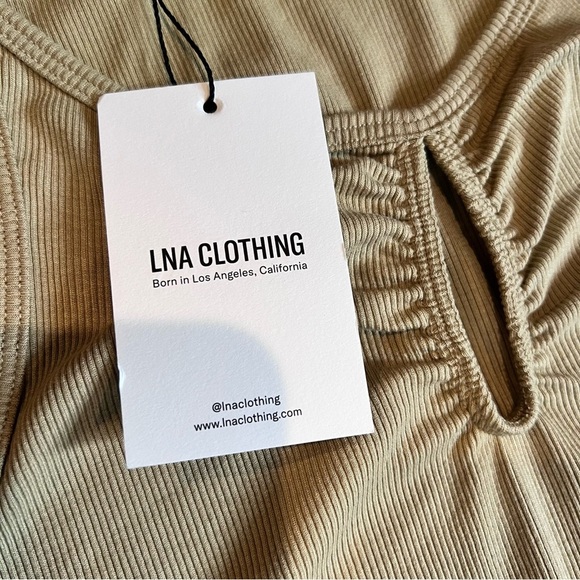 LNA Alsi Rib Mini Dress in Pale Khaki NWT - Picture 7 of 7